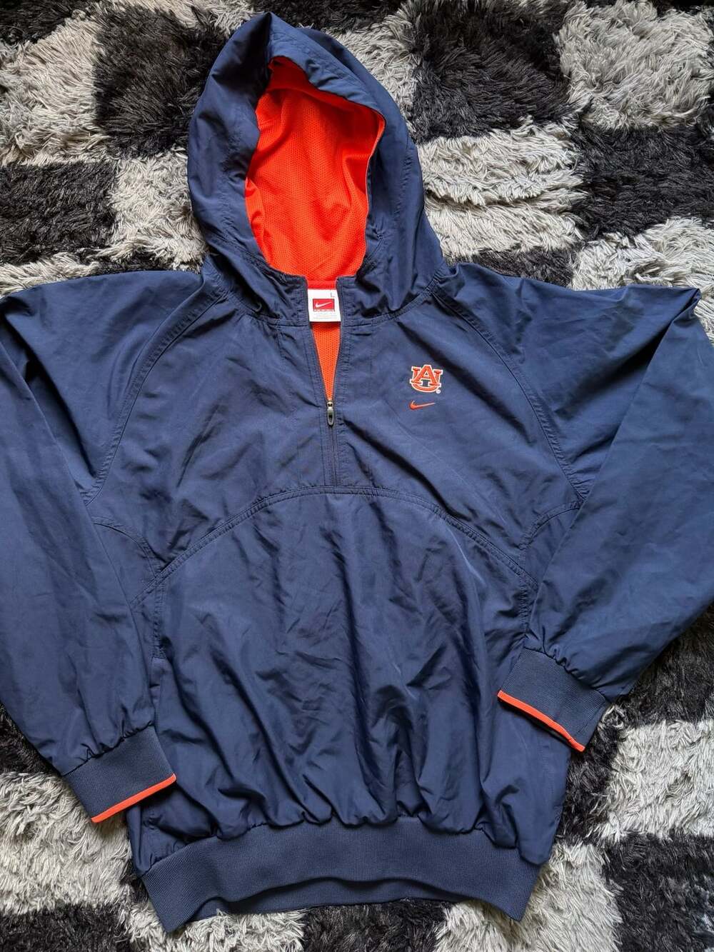 Nike Auburn Tigers Half Zip Windbreaker Jacket Size L Navy Blue Orange